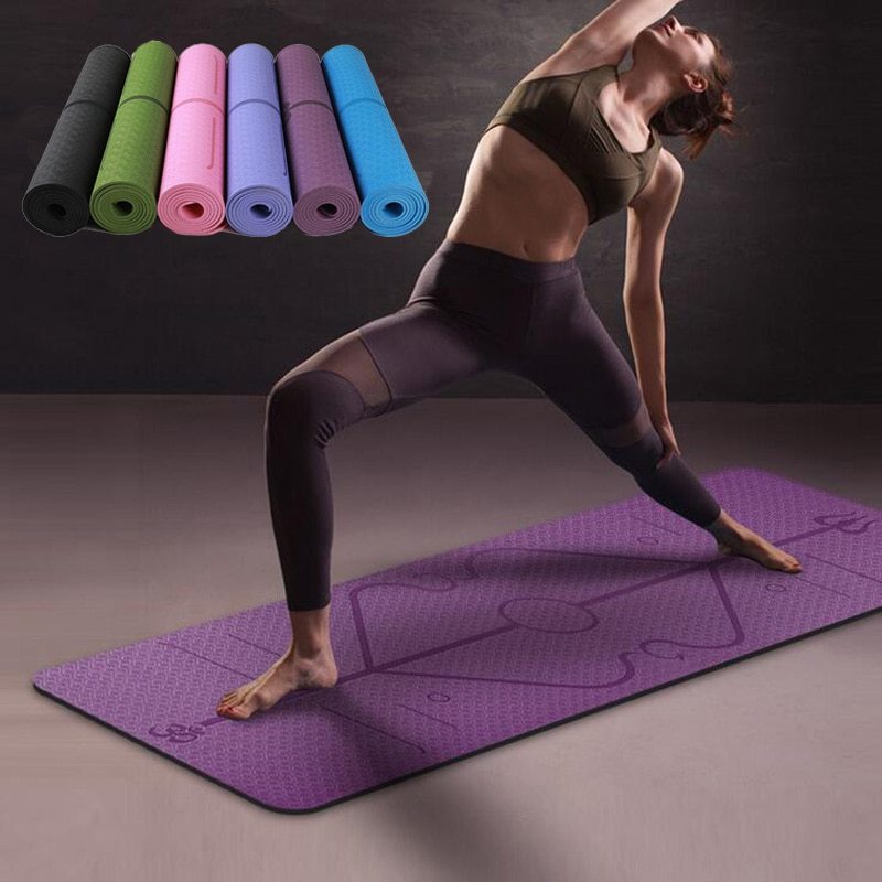 Non Slip TPE Yoga Mat Position Line Beginner My Store